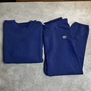 JC Penney Vintage USA Olympics Green Sweatshirt Sweatpants Set‎ L